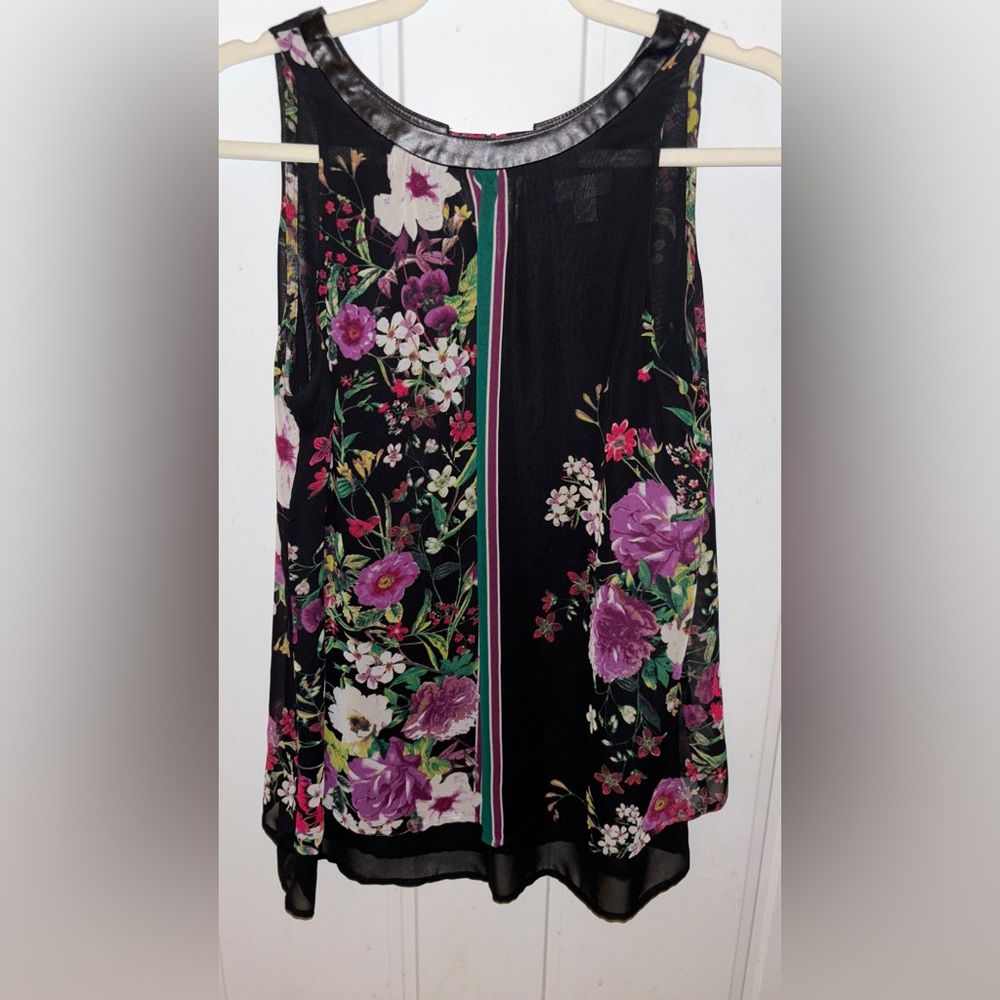 Bisou Bisou Black Multicolor Floral Blouse